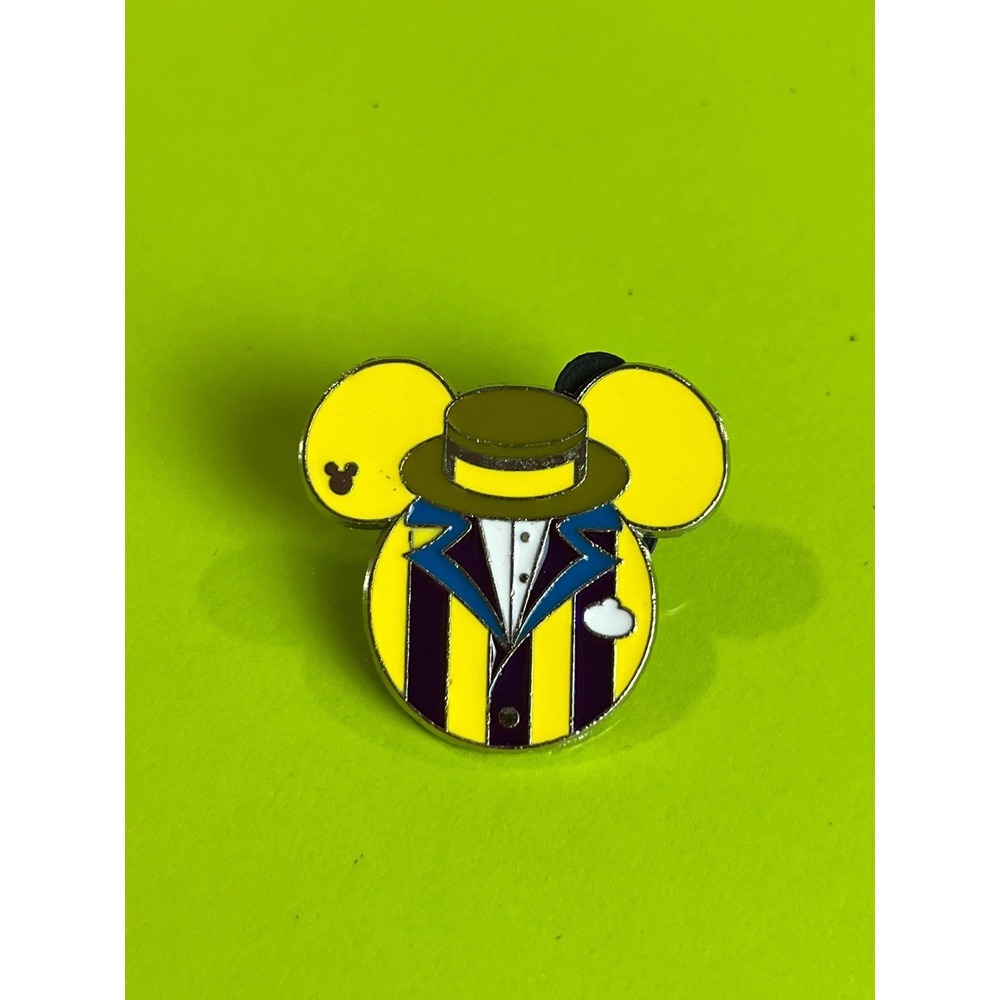 Disney Hidden Mickey Pin 2013 Dapper Dan Mickey Mouse Head Yellow Purple Stripe